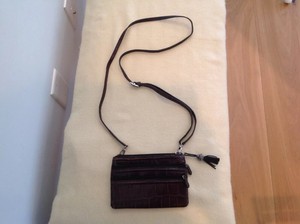 BRIGHTON-Brown-Croc-Leather-Cross-BodyHandbag-Organizer-Shoulder-Bag