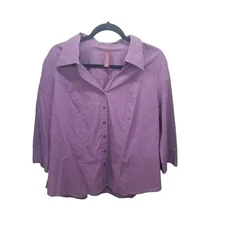 Gitano Womens Sz 18 Purple Solid 3/4 Sleeve Button Down Blouse