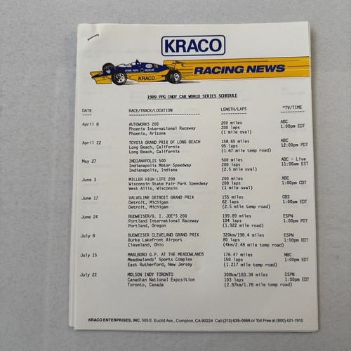 1990 Bobby Rahal Kraco Racing Press Kit Brochure Photos Lola Chevrolet Indy Car - Picture 12 of 20