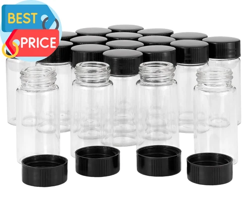 20 Pack Clear Glass Bottles，20 Ml(2/3 Oz）Glass Vials with Screw Cap，Small Size S