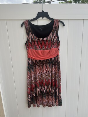 PERCEPTIONS Petite Women's Sleeveless Dress Multicolor Geometric Stretch Sz  8P