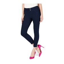 Small 4-6 Designer HUE Womens Classic Smooth Denim Capris Indigo Wash
