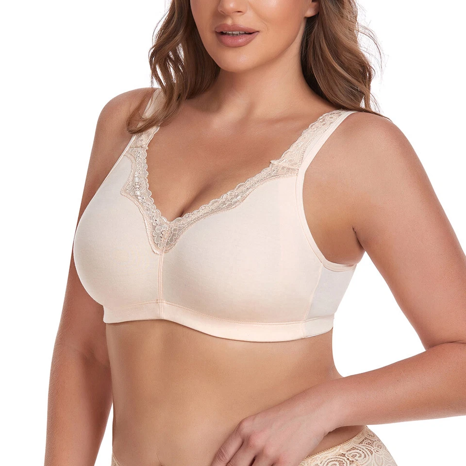 UK Ladies Wireless Plus Size Bra Full Coverage Comfort Cotton Bra Non Padded - Image 3 of 4
