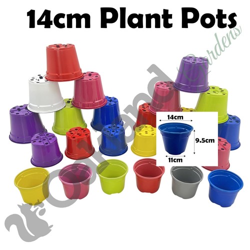 Multi Coloured Plastic Plant Pots Nursery Pot Multicoloured 9cm 10.5cm 13cm 14cm - Picture 30 of 36
