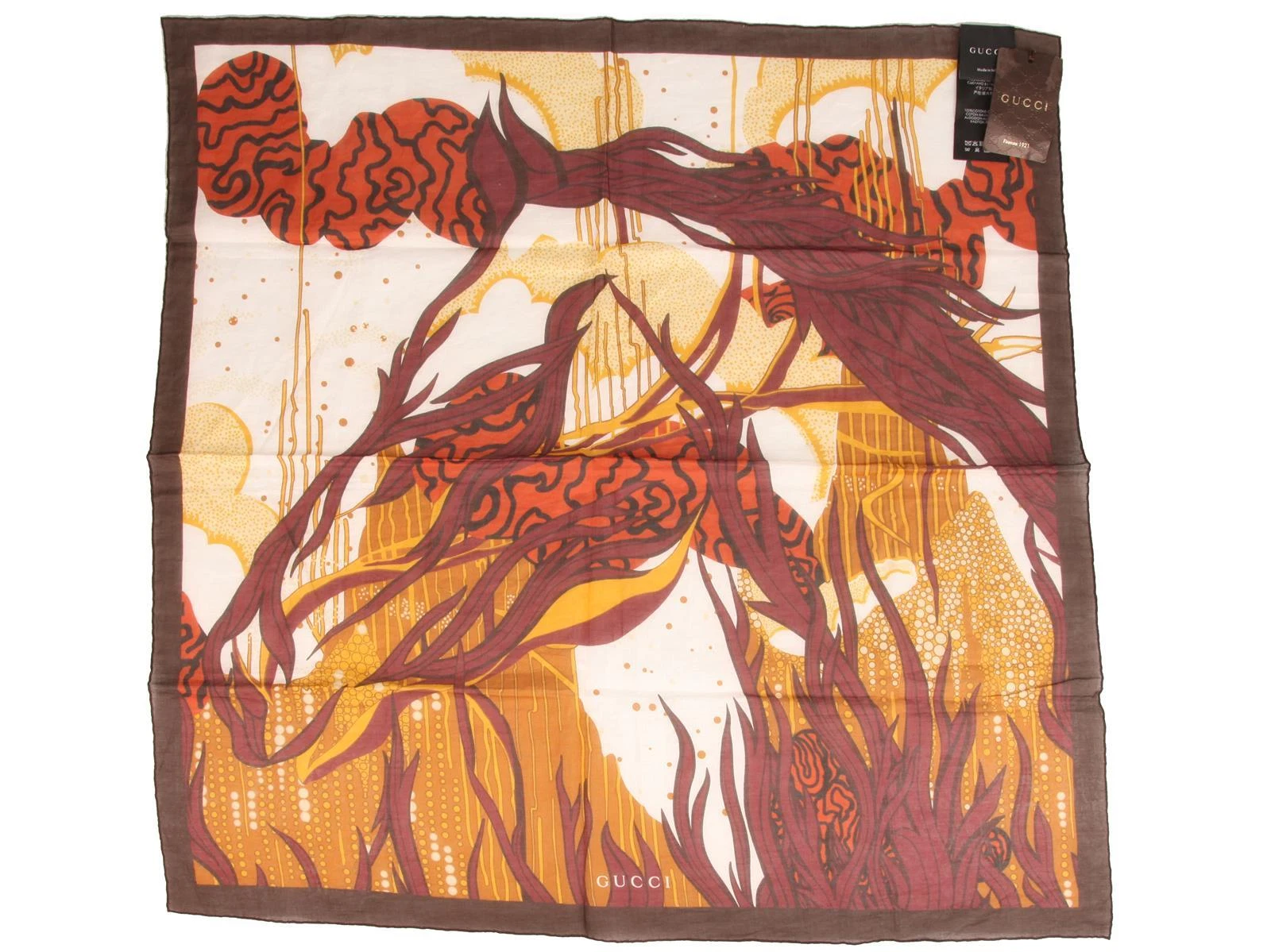 Gucci Foulard Femme Châle Mouchoir 100% Coton Made in Italy