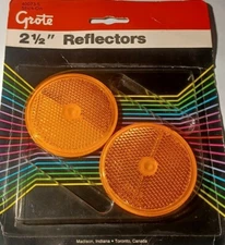 Grote 40073-5 Stick-On 2-1/2" Round Reflector(s) AMBER YELLOW - Pack of 2 PAIR