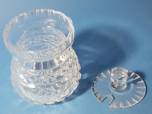 Vintage Collectable Cut Glass Sugar Jam Bowl Pot with Glass Top - Picture 3 of 5