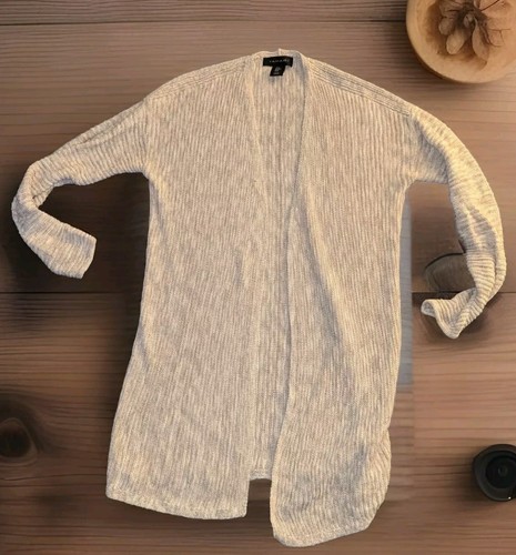 TAHARI BEIGE SWEATER CARDIGAN SIZE MEDIUM LINEN COTTON RIBBED WOMENS - Picture 1 of 6