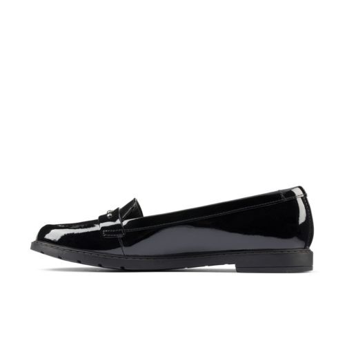 BNIB Clarks Youth Girls SCALA WALK Y Black Patent Leather School Shoes - Picture 3 of 5