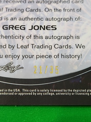 Greg Jones 2019 Leaf Valiant Orange The Talent Auto 21/35 , Tampa Bay Rays - Picture 6 of 6