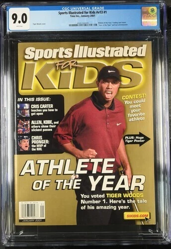 Tiger Woods Jan 2001 Sports Illustrated for Kids Athlete of Year Newsstand CGC 9
