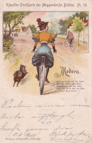 MEGGENDORFER BLÄTTER Nr.10 - Modern, Litho Künstlerkarte gel. 1899? v.Wien ...
