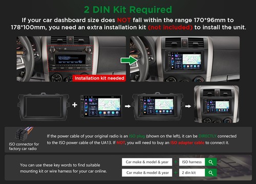 Android 13 2 DIN 7" Car GPS Touchscreen Stereo Bluetooth Radio CarPlay Head Unit - Picture 17 of 18