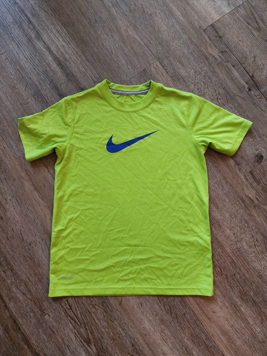 blue and lime green nike shirt
