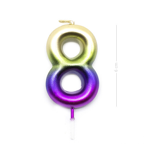 Numero 8 vela cumpleaños 6 cm Multicolor - Imagen 3 de 4
