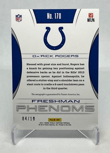 Da'Rick Rogers 2013 Totally Certified Gold SP Rookie RC Auto /10 ( Bills ) - Picture 2 of 2