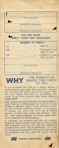 1980 Penn Central Railroad billet transfert perforé New York OW-1 train rail - Photo 2/2