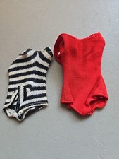 Lot of 2 Vintage Barbie Swimsuits Zebra Stripe and Red Helenca