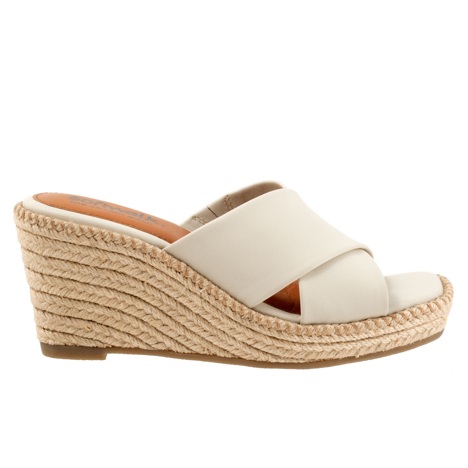 Softwalk Hastings S2324-131 Womens Beige Leather Wedges Sandals Shoes