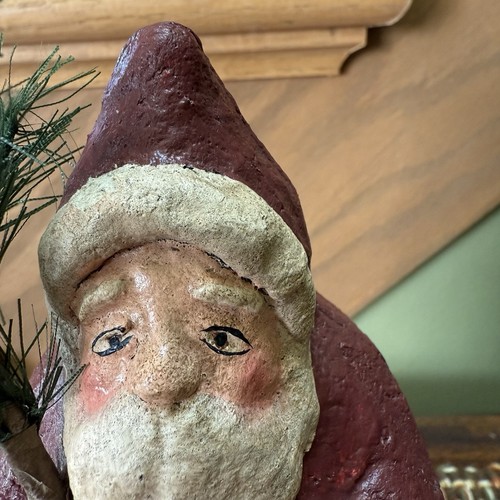 Statuina Babbo Natale in cartapesta vintage in nichel primitivo decorazione natalizia - Foto 3 di 10