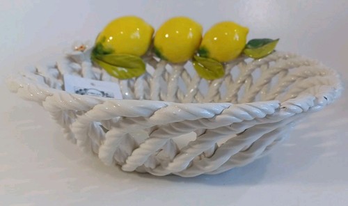 Ceramiche D’Arte F.L. Orgia Ceramic Amalfi Lemon Grove Collection Rope Bowl, New - Picture 2 of 3