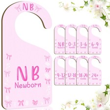 AmityGarb Séparateurs de Placard pour Bébé, 8 PCS Noeud Rose Double Face en Bois