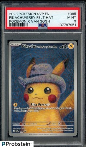 2023 Pokemon SVP EN x Van Gogh #085 Pikachu/Grey Felt Hat PSA 9 MINT