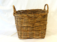 VTG Wicker Basket W Handles Sturdy Multi-Purpose Wood Rustic Farmhouse Hm Decor