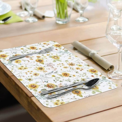 CounterArt Reversible Plastic Placemats, Sunflowers Forever, Set of 4 - 第 2/4 張圖片
