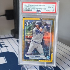 Bowman 2024 Mega Box Austin Wells #87 RC Chrome Gold Mojo Refractor /50 PSA 10