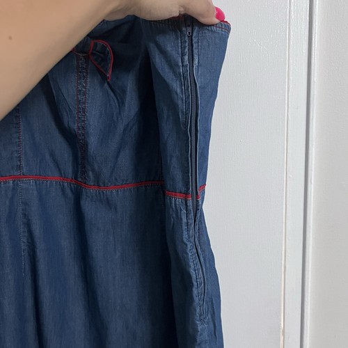 Faded Glory Y2K 100% Cotton Denim & Red Trim Dress - Retro - Size 18 - Picture 6 of 12