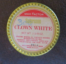 Vintage Max Factor Supreme Clown White Theatrical Stage Makeup 1 3/8 Oz Gold tin