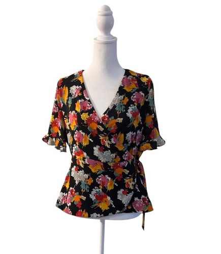 Zara Floral Wrap Shirt Size Small