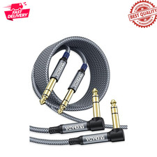 2 Pack 1/4" TRS Instrument Cable 10FT Right Angle Audio Cord for Guitar Amp
