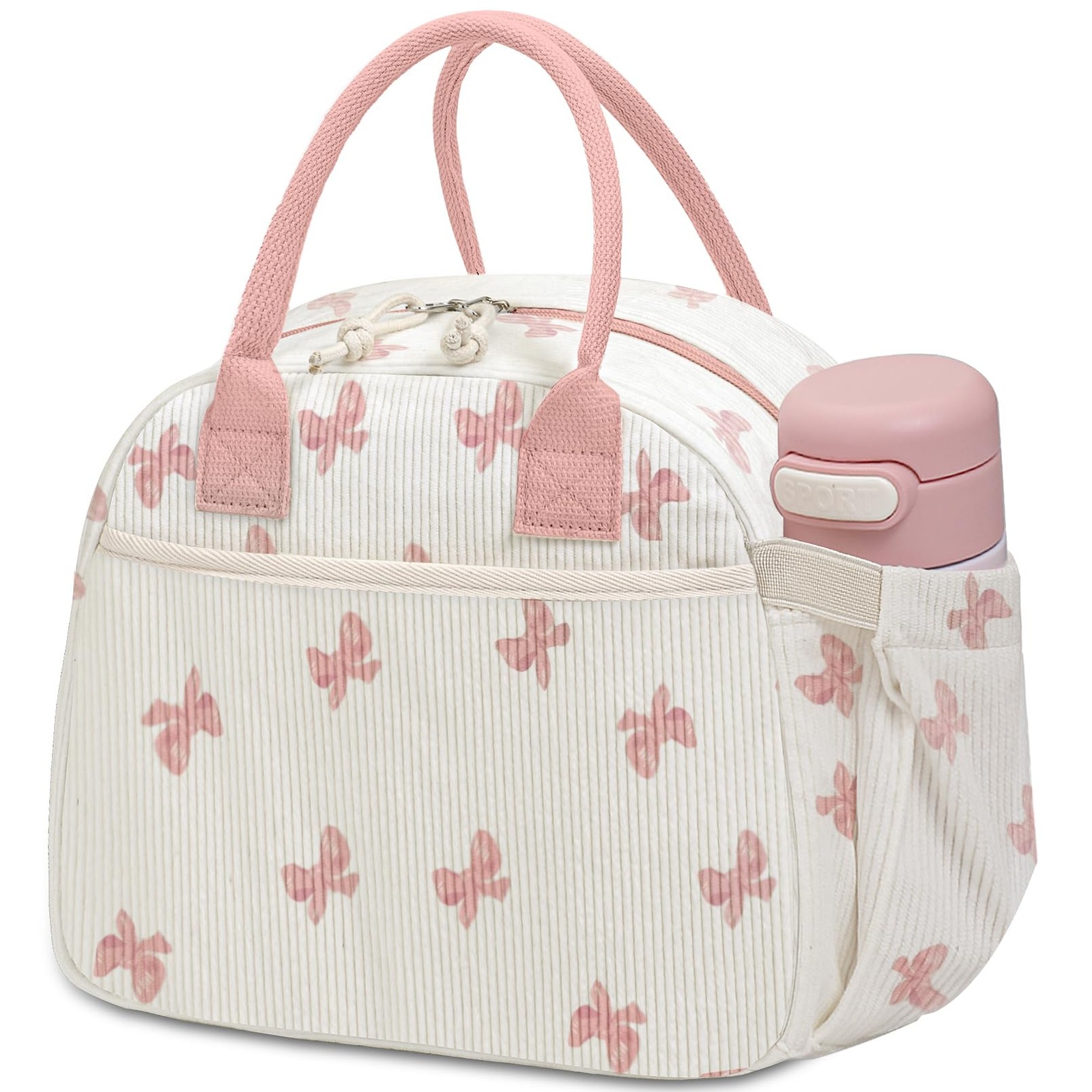 For Women, Insulated Lunch Bag Cute Corduroy Lunchbag Reusable Lunc...