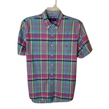 Ralph Lauren Men's XL Multicolor Plaid Short Sleeve Button Up Shirt Polo Pony