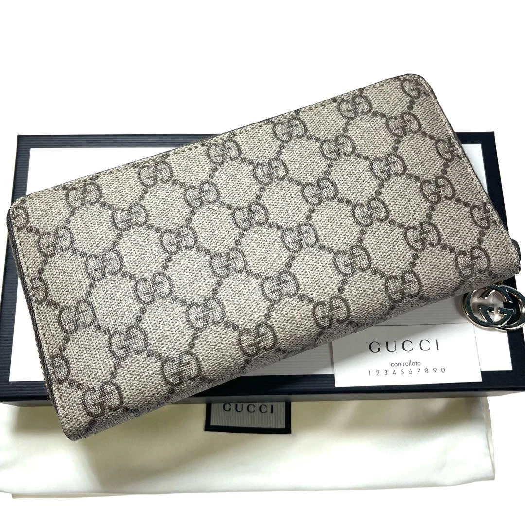 Gucci GG Supreme Portefeuille Long A671 Authentique Portefeuille Homme Femme /Occasion++