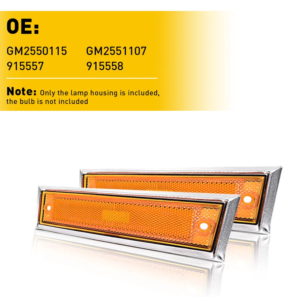 Lente de luz marcadora lateral delantera 2 piezas para camioneta 88-89 GMC V2500 88-91 V3500 Foto 3 de 4