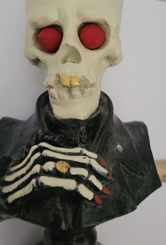 Estatua busto esqueleto pesado vintage de tiza de Halloween - Imagen 7 de 7