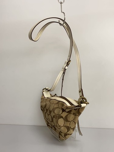 Borsa a tracolla Coach in tela beige modello all over, elegante, unisex - Foto 2 di 7