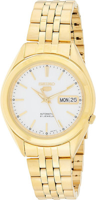 Stylish Men's Gold Plated Stainless Steel Watch with Elegant White Dial