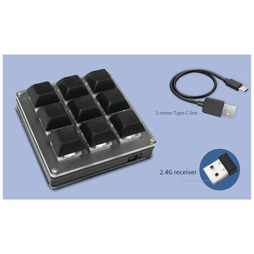 Anpassbare Kabellose Tastatur mit 9 Tasten, 2,4 G USB, Bluetooth, Tri-Mode-2221 - Bild 2 von 8