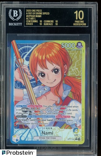 2025 One Piece A Fist of Divine Speed #041 Nami Alt Art BGS 10 BLACK LABEL