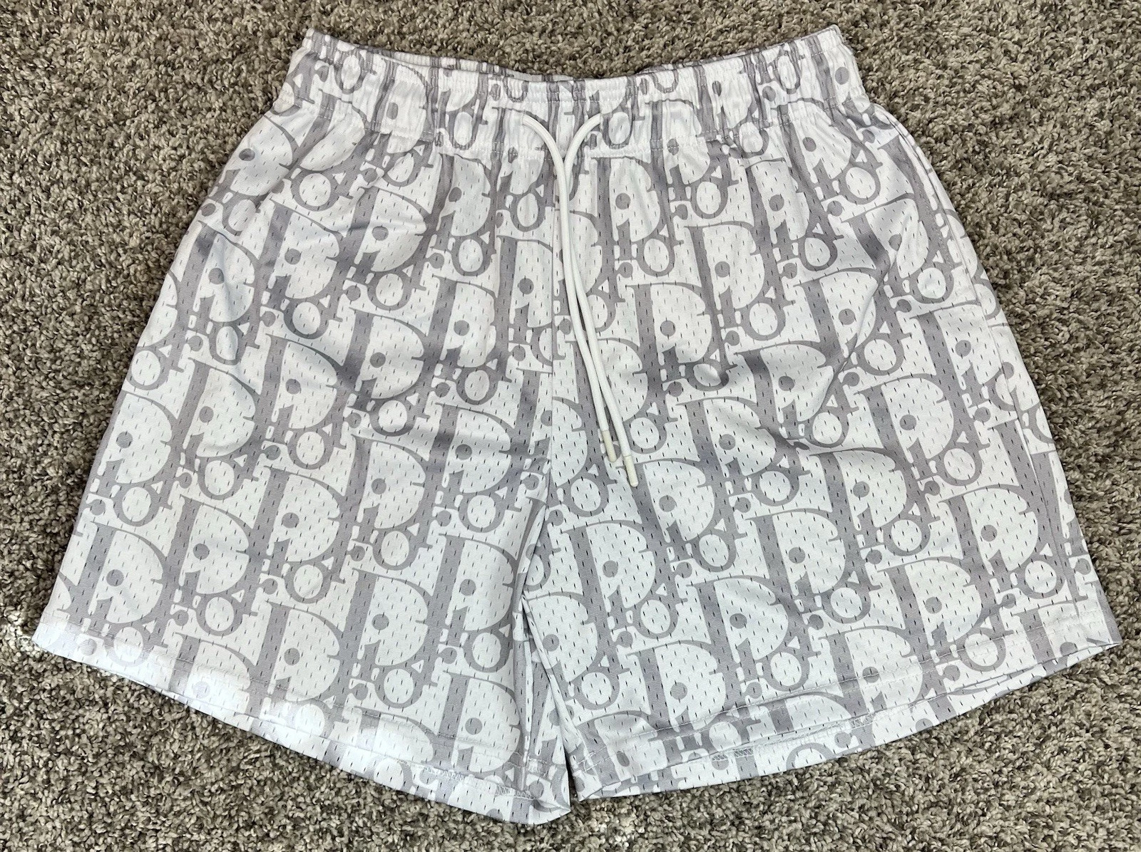 Mr Remade Shorts Mens All Over Luxury Designer Logo Print White Dior Size Large