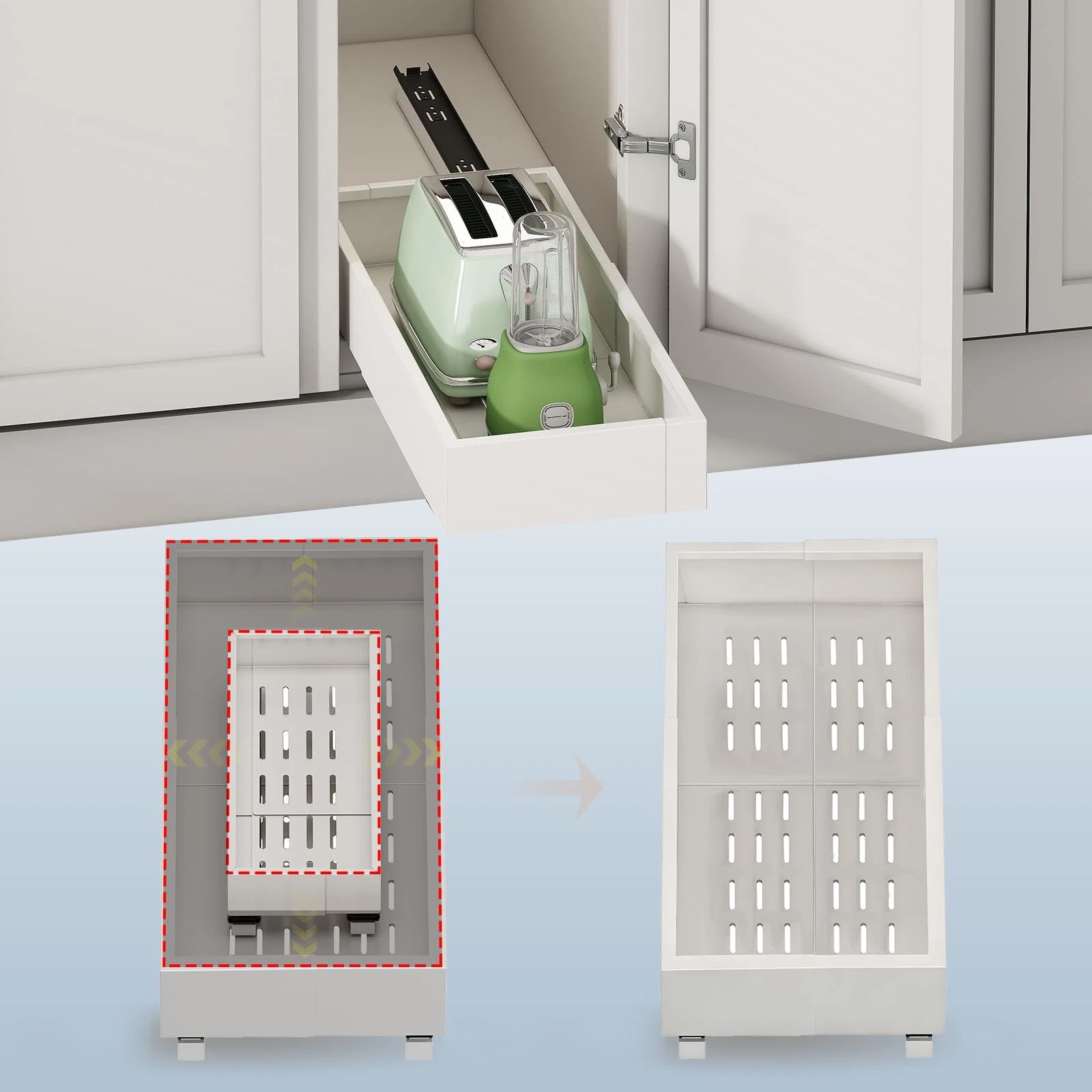 Pull out Cabinet Organizer,Expandable Width(7"-11"),Depth(17"-24"),Roll out D...