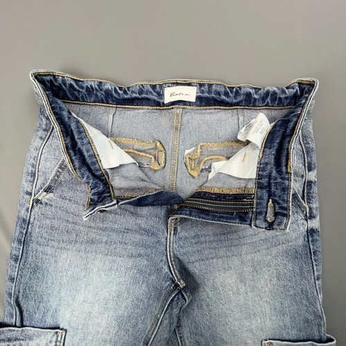 KanCan Cargo Jeans Women 1/24 Mid Rise Blue Utility Pockets Y2K Festival - Picture 4 of 9