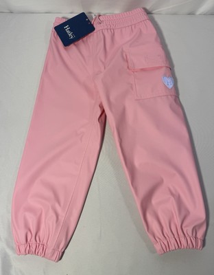 Hatley Rain Pants Splash Waterproof Bottoms Pink Reflective Heart Girls Sz 2 NEW