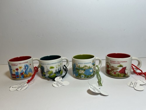 4 STARBUCKS YOU ARE HERE WALT DISNEY WORLD / DISNEY PARKS ORNAMENT 2 oz TASSE