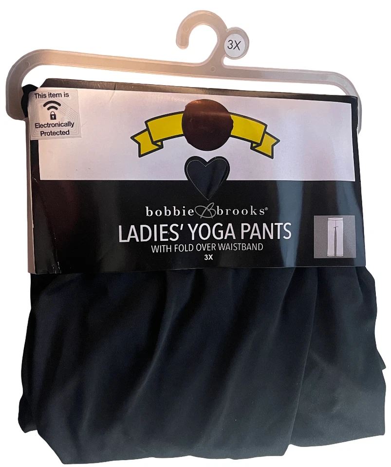 Bobbie Brooks Damas Talla 3X Pantalones de Yoga Cintura Plegable Jaspeado Negro 17z
