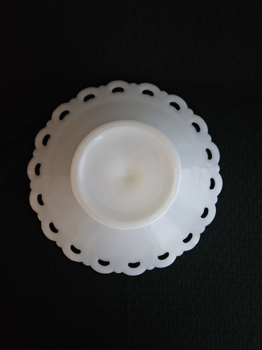 Anchor Hocking Lace Edge Old Colony Open Compote Bowl White Milk Glass 11" - Picture 3 of 5